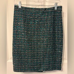 LOFT Tweed Pencil Skirt in Black and Green